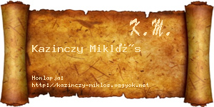 Kazinczy Miklós névjegykártya